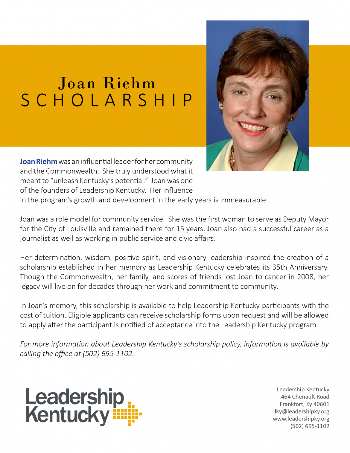 Joan Riehm Scholarship